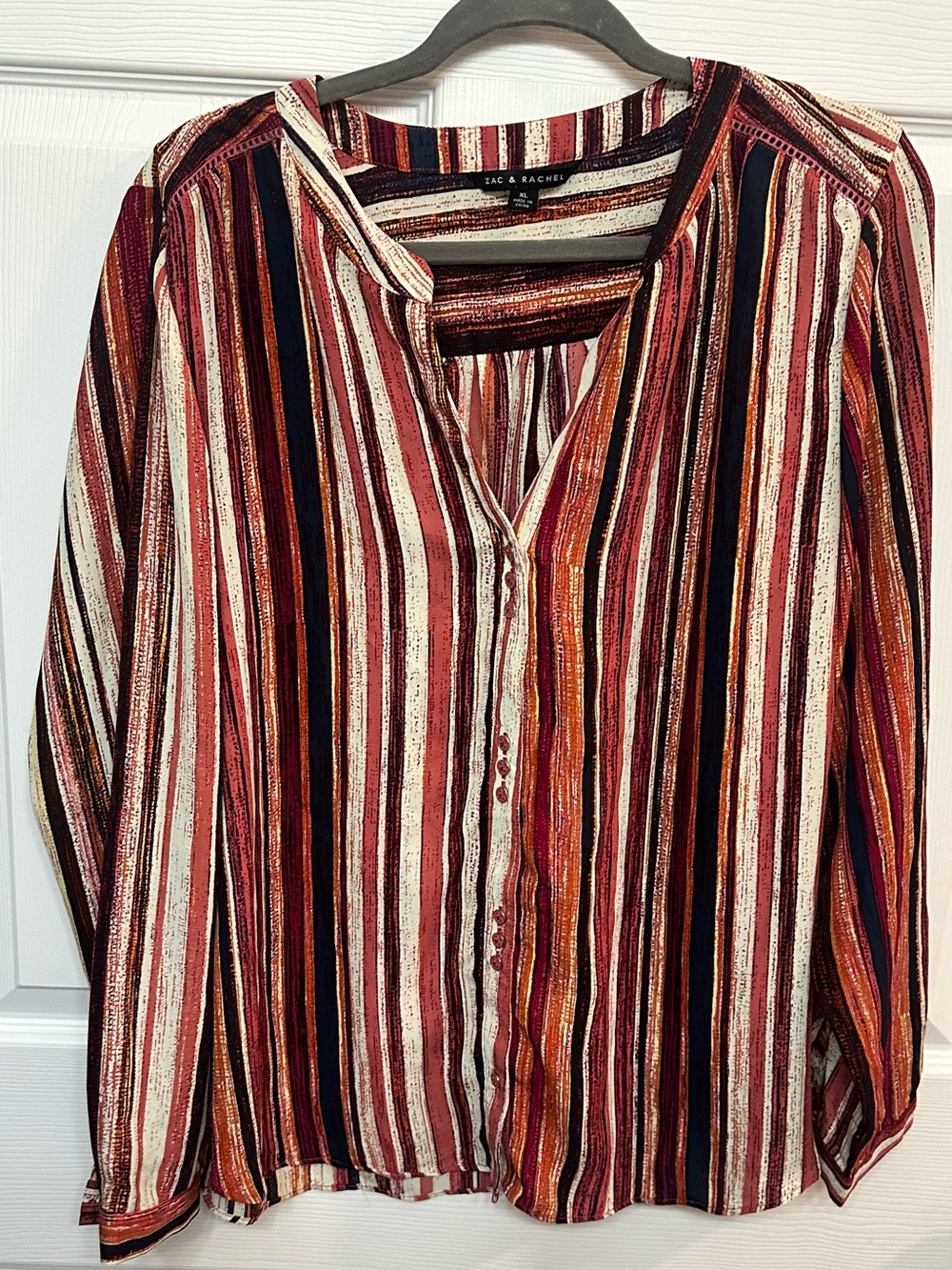 Zac & Rachel Multicolor Striped Button-Front Blouse